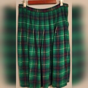 Vintage Pendleton Plaid Pleated Midi Skirt